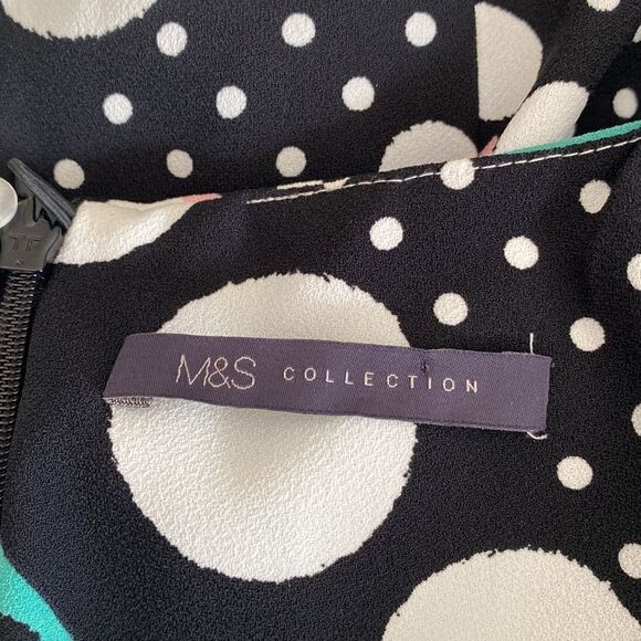 Vintage M&S Polka Dot Faux Wrap Dress - Picture 12 of 13